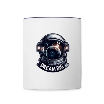Rêver grand - Illustration d’astronaute - Mug contrasté - blanc/bleu cobalt - Devant