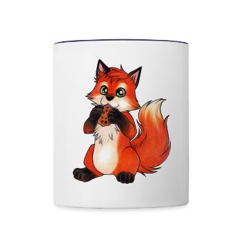 Niedlicher Fuchs mit Keksen Süßes Geschenk Diät - Tasse zweifarbig - Weiß/Kobaltblau - Vorne