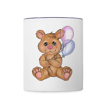 Niedlich Bär Bärchen Teddy Ballon Kind Geschenk - Tasse zweifarbig - Weiß/Kobaltblau - Vorne