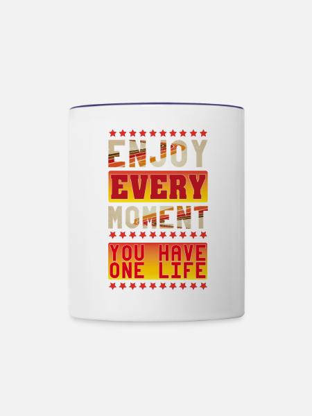 Genießen Sie jeden Moment - Tasse zweifarbig - Weiß/Kobaltblau