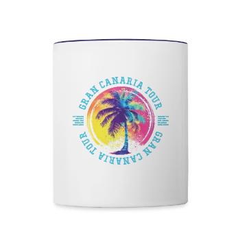 Gran Canaria Tour Palm Trees Colorful - Contrasting Mug - white/cobalt blue - Front