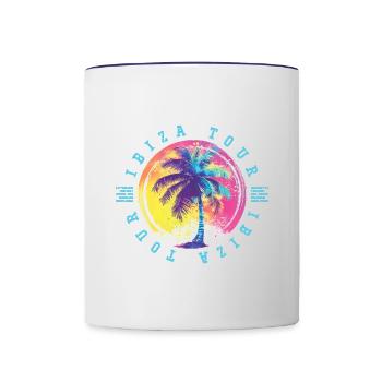 Ibiza Tour Palm Trees Colorful - Contrasting Mug - white/cobalt blue - Front