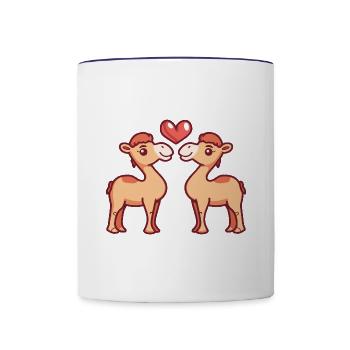 Couple de chameaux Amour Saint-Valentin - Mug contrasté - blanc/bleu cobalt - Devant