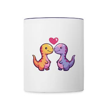 Dinosaurier brontosaurus Paar Liebe Valentinstag - Tasse zweifarbig - Weiß/Kobaltblau - Vorne