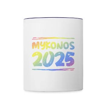 Mykonos 2025 Bunt - Tasse zweifarbig - Weiß/Kobaltblau - Vorne