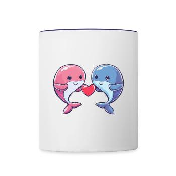 Wal Paar Liebe Valentinstag - Tasse zweifarbig - Weiß/Kobaltblau - Vorne