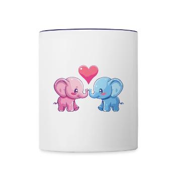Elephant Couple Love Valentine's Day - Contrasting Mug - white/cobalt blue - Front
