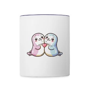 Robbe Paar Liebe Valentinstag - Tasse zweifarbig - Weiß/Kobaltblau - Vorne