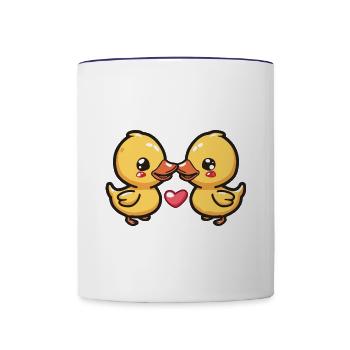 Duck Couple Love Valentine's Day - Contrasting Mug - white/cobalt blue - Front