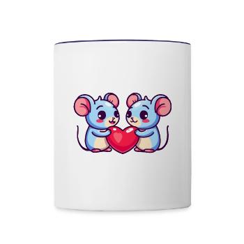 Maus Paar Liebe Valentinstag - Tasse zweifarbig - Weiß/Kobaltblau - Vorne