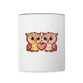 Couple de hiboux Amour La Saint-Valentin - Mug contrasté - blanc/bleu cobalt - Devant
