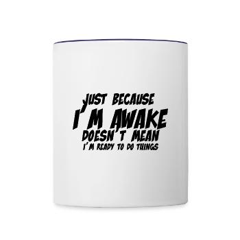Drôle de dicton pour les paresseux - Je fais n’importe quoi - Mug contrasté - blanc/bleu cobalt - Devant