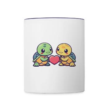Schildkröte Paar Liebe Valentinstag - Tasse zweifarbig - Weiß/Kobaltblau - Vorne
