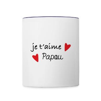 Je t'aime papou - Mug contrasté - blanc/bleu cobalt - Devant