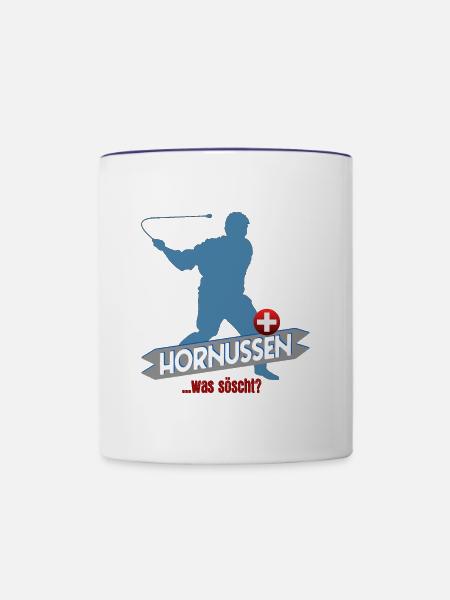 Hornussen Schweiz - Tasse zweifarbig - Weiß/Kobaltblau