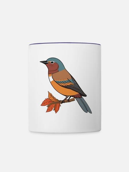 Fantasievogel - Tasse zweifarbig - Weiß/Kobaltblau