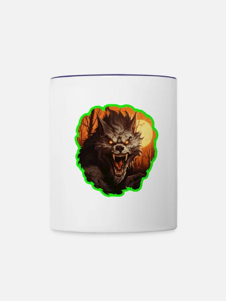 Halloween Werwolf - Tasse zweifarbig - Weiß/Kobaltblau