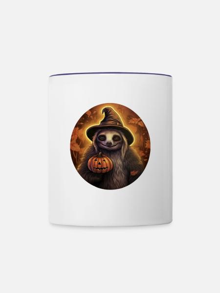 Halloween Faultier 3 - Tasse zweifarbig - Weiß/Kobaltblau