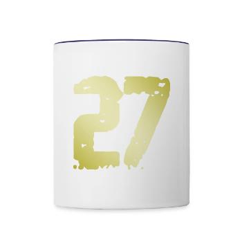 27 Zahl Vintage - Tasse zweifarbig - Weiß/Kobaltblau - Vorne