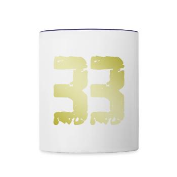 33 Zahl Vintage - Tasse zweifarbig - Weiß/Kobaltblau - Vorne