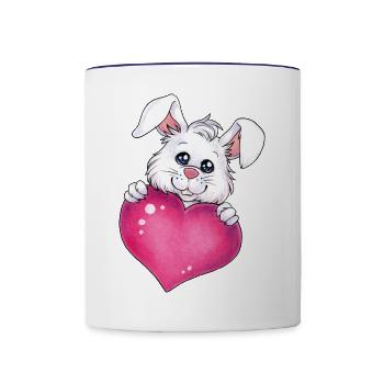 Niedlicher Hase Herz Liebe Geschenk Valentinstag - Tasse zweifarbig - Weiß/Kobaltblau - Vorne