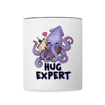Hug Expert Octopus Lustiger Knuddel Krake Herz - Tasse zweifarbig - Weiß/Kobaltblau - Vorne