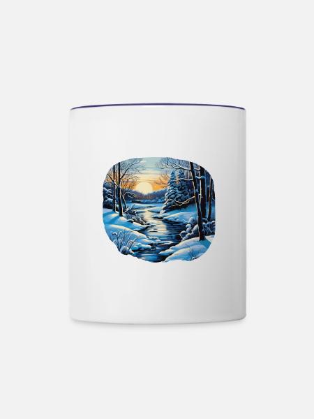 Winterlandschaft - Tasse zweifarbig - Weiß/Kobaltblau