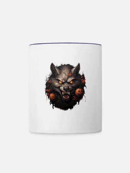 Halloween Werwolf - Tasse zweifarbig - Weiß/Kobaltblau