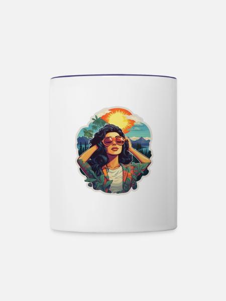 Urlaub & Entspannung - Tasse zweifarbig - Weiß/Kobaltblau