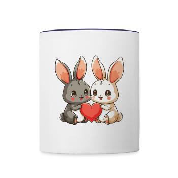 Hase Paar Liebe Ostern Valentinstag - Tasse zweifarbig - Weiß/Kobaltblau - Vorne
