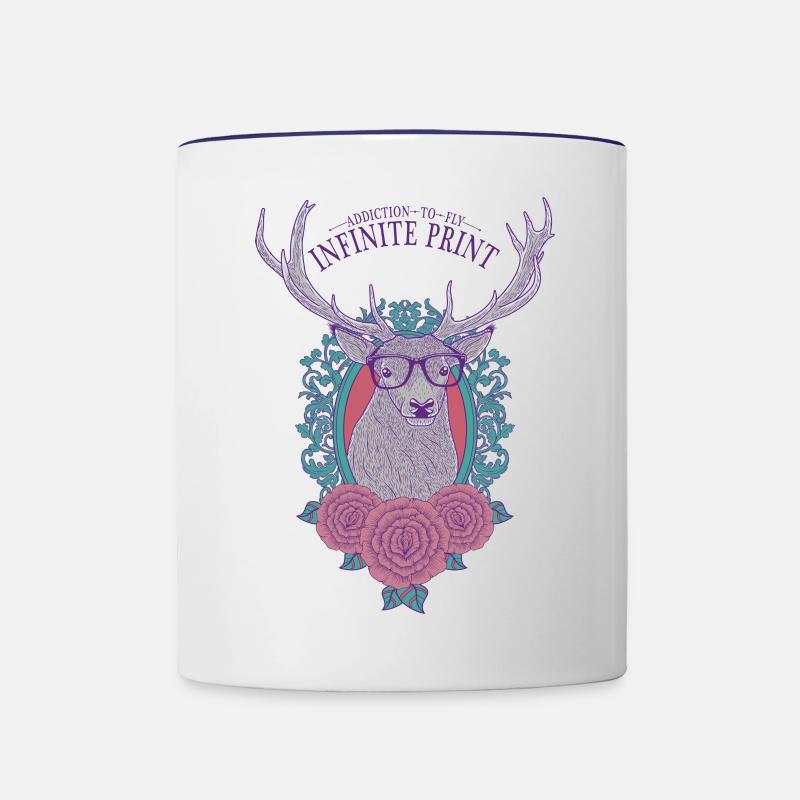 Hipster Deer - Contrasting Mug - white/cobalt blue