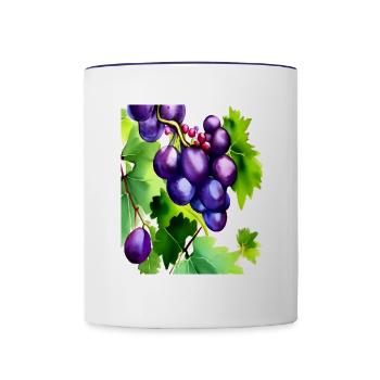 Grapes on a Vine - Contrasting Mug - white/cobalt blue - Front