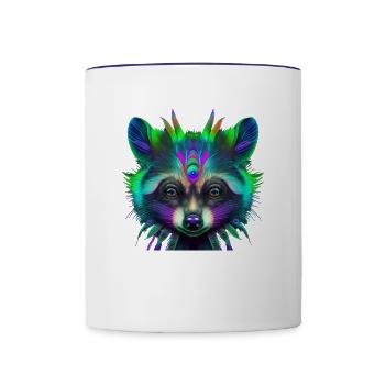 Fancy Waschbär - Tasse zweifarbig - Weiß/Kobaltblau - Vorne