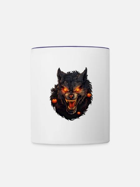Werwolf mit Halloween - Tasse zweifarbig - Weiß/Kobaltblau