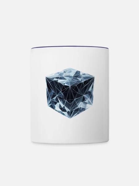 Ein Eiswürfel im Polygon-Stil - Tasse zweifarbig - Weiß/Kobaltblau