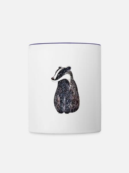 Dachs - Tasse zweifarbig - Weiß/Kobaltblau