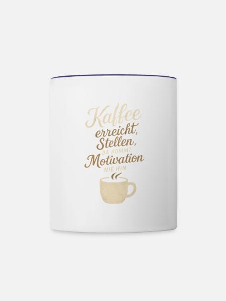 Motivierender Kaffeetext mit Tassenmotif - Tasse zweifarbig - Weiß/Kobaltblau
