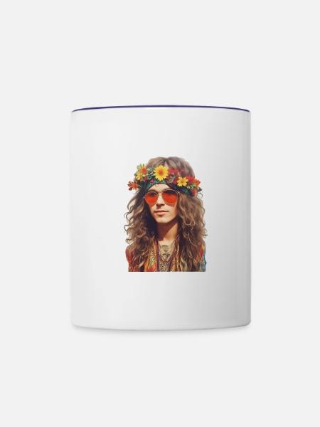 Hippie - Tasse zweifarbig - Weiß/Kobaltblau