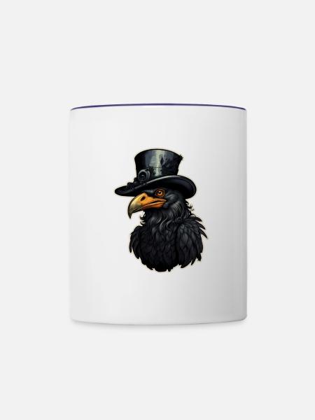 Halloween Vogel mit Zylinderhut - Tasse zweifarbig - Weiß/Kobaltblau