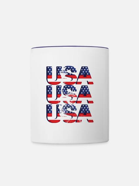USA - Tasse zweifarbig - Weiß/Kobaltblau