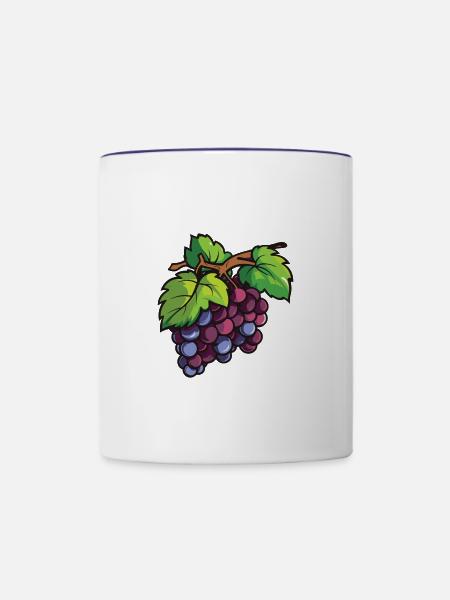 Weintrauben Symbol - Tasse zweifarbig - Weiß/Kobaltblau