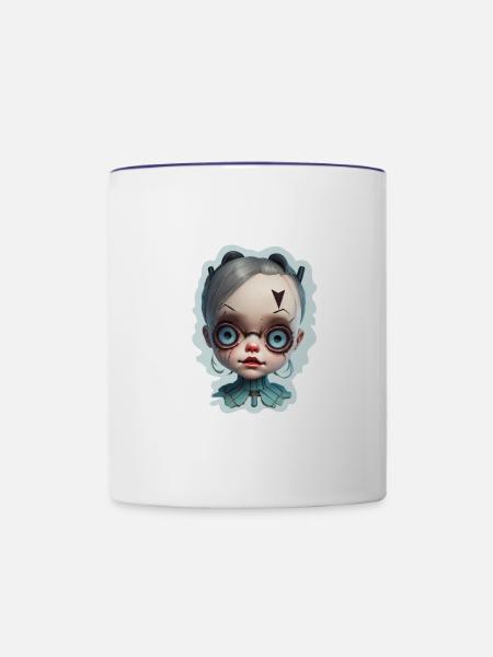 Horror Puppe Halloween - Tasse zweifarbig - Weiß/Kobaltblau