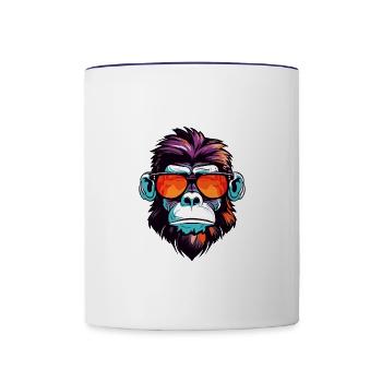 Affe Kopf Porträt Cool - Tasse zweifarbig - Weiß/Kobaltblau - Vorne