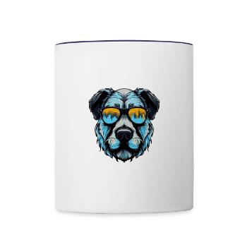 Kangal Hund Kopf Porträt Cool - Tasse zweifarbig - Weiß/Kobaltblau - Vorne