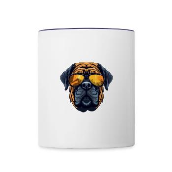 Mastiff Dog Head Portrait Cool - Contrasting Mug - white/cobalt blue - Front