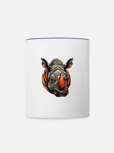 Nashorn Porträt - Tasse zweifarbig - Weiß/Kobaltblau