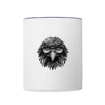 Adler Kopf Porträt Cool - Tasse zweifarbig - Weiß/Kobaltblau - Vorne