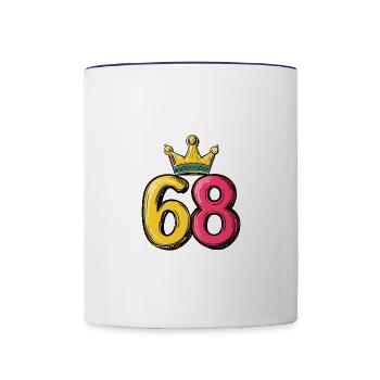 68 Numéro Jersey Couronne - Mug contrasté - blanc/bleu cobalt - Devant