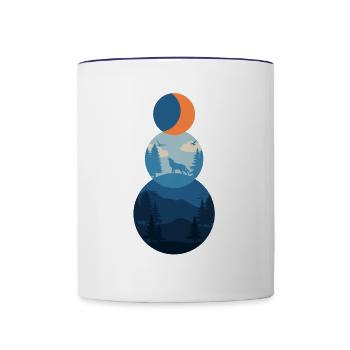 Snow man landscape - Contrasting Mug - white/cobalt blue - Front
