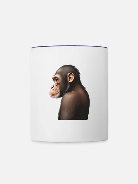 Schimpanse - Tasse zweifarbig - Weiß/Kobaltblau